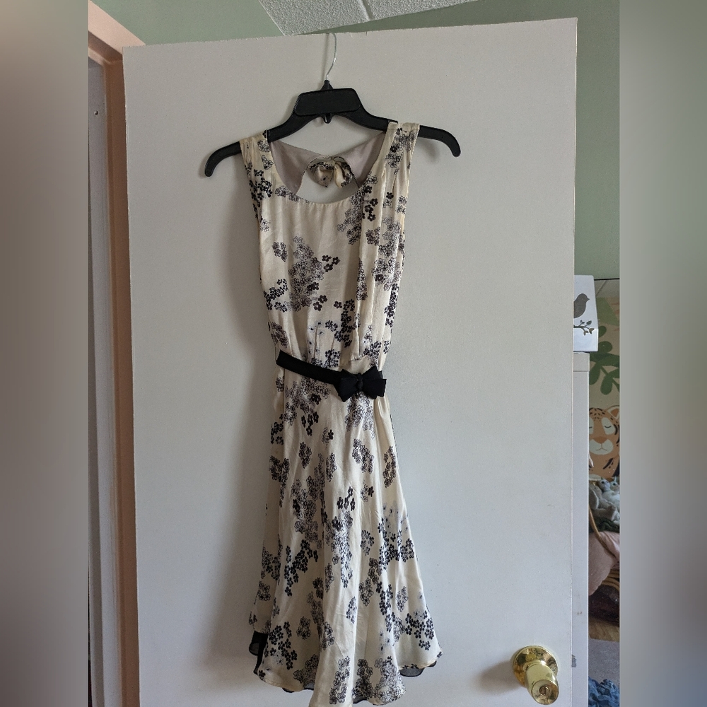 Asian-print silk dress